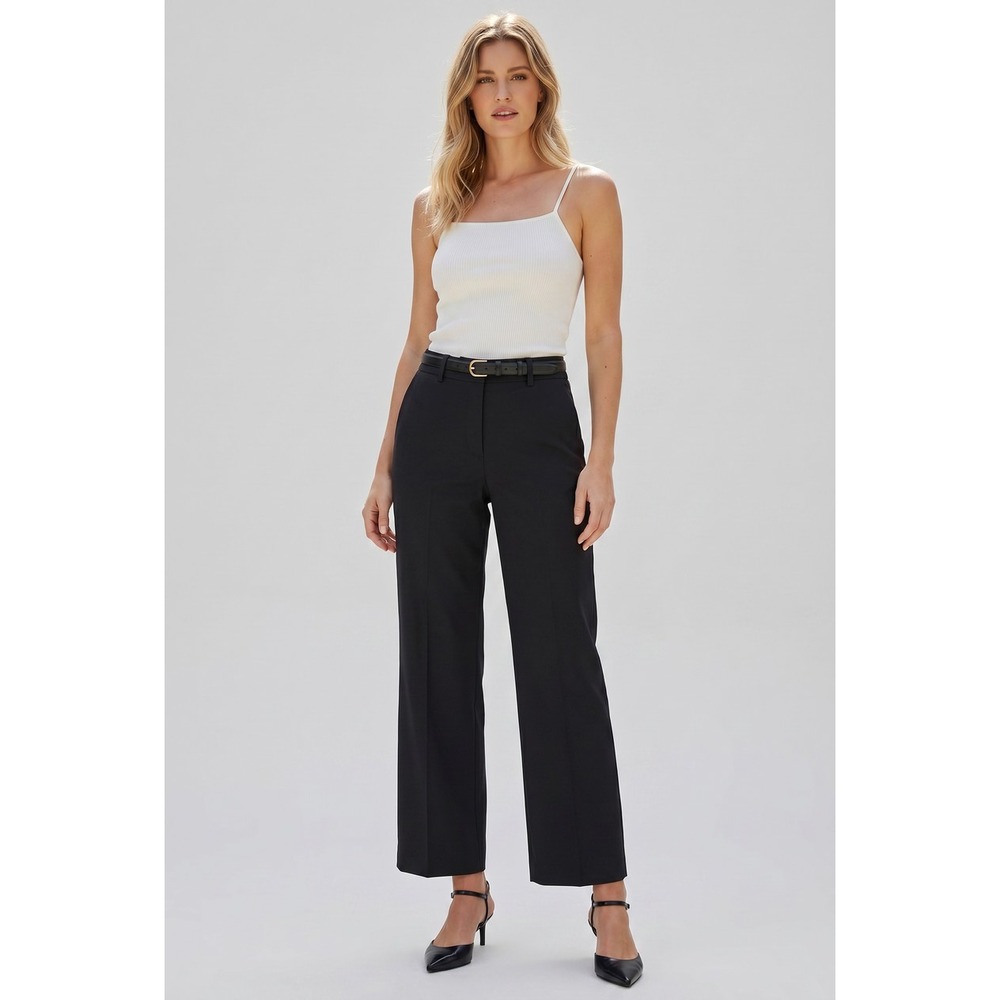 NILI LOTAN Nohan Wide Leg Black Cotton Cupro High Rise Pants Sz 00 USA NWOT $450